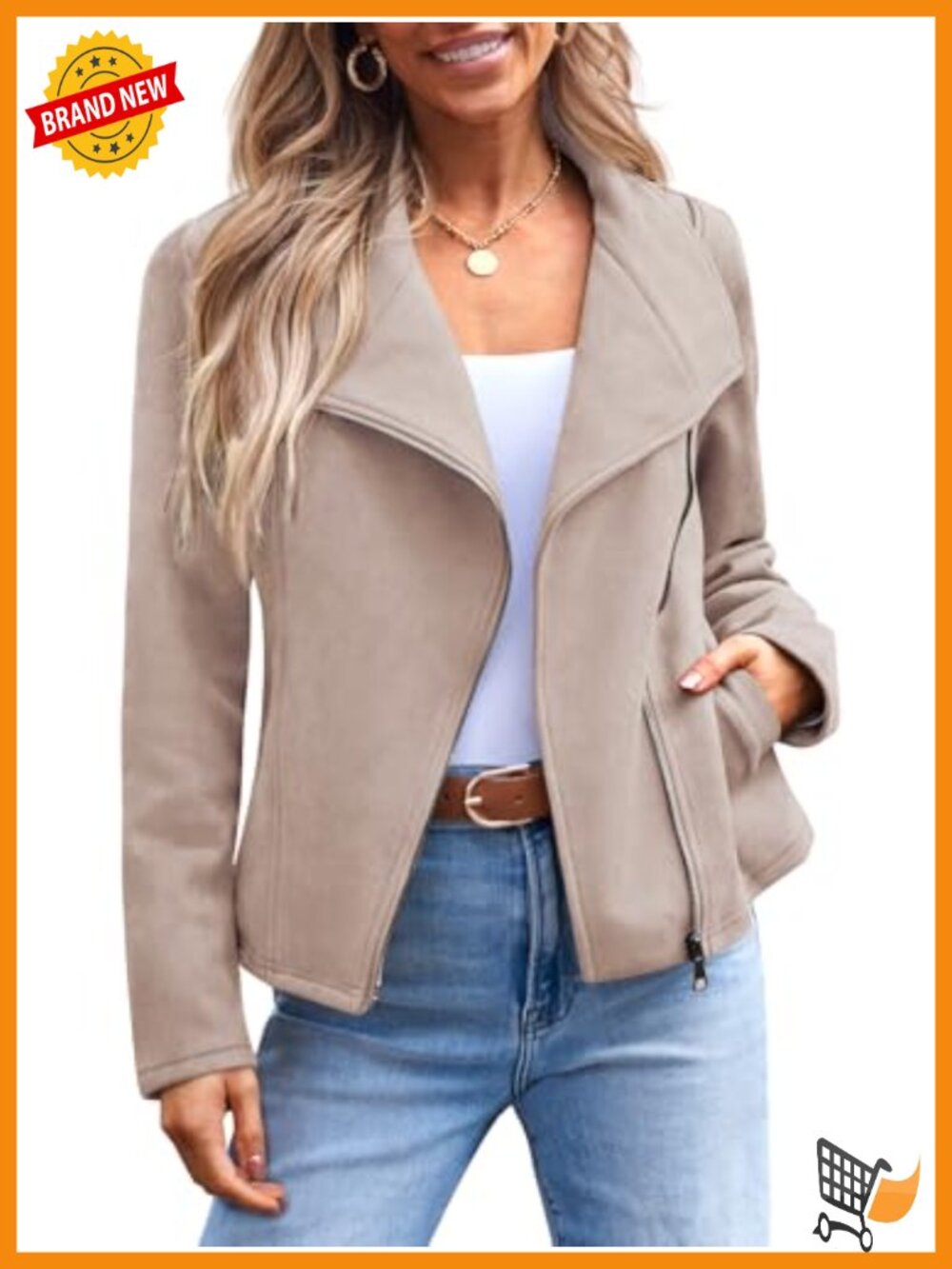 Faux Suede Leather Lightweight Fall Moto Jacket